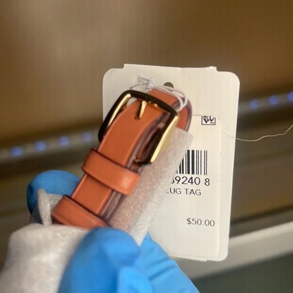 Coach Light Peach Light leather luggage tag - Picture 3 of 4